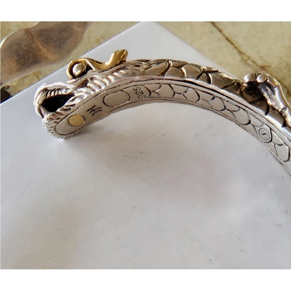 John Hardy Naga Kick Cuff With 18kt Yellow Gold Sterling Silver 20.3 Grams - Picture 7 of 8